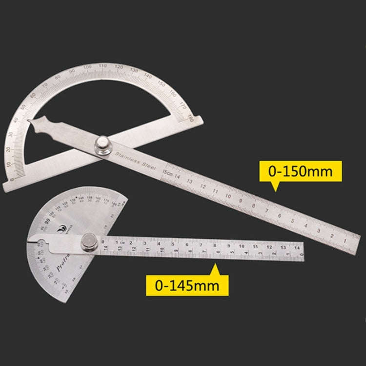 0-180 Degree Stainless Steel Protractor Angle Finder with 0-145mm Arm Measuring Ruler Tool, 0-145mm Ruler