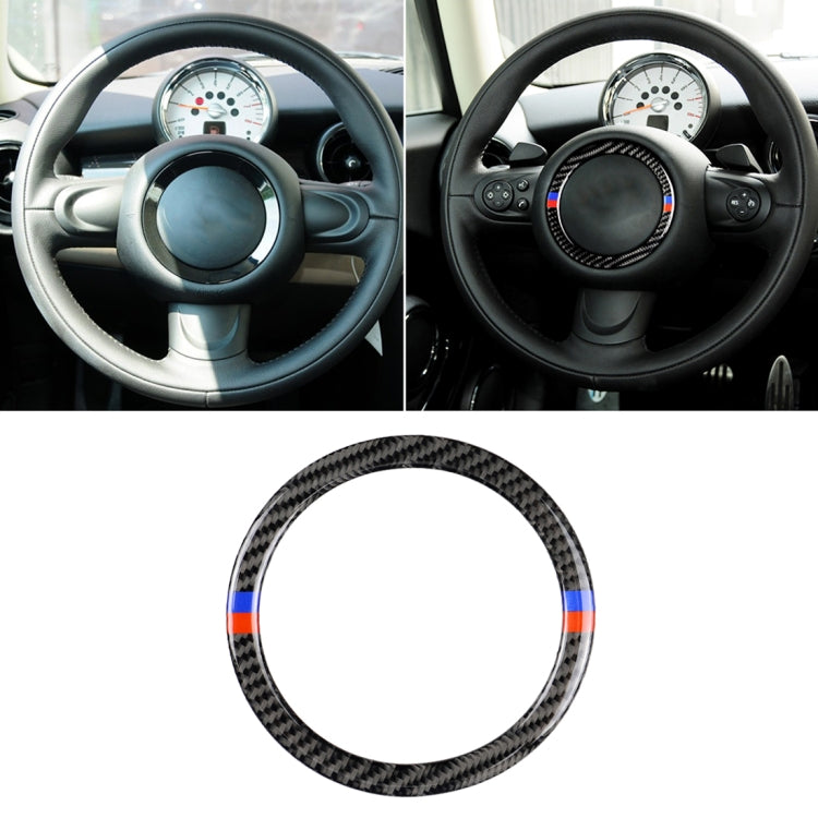 Red Blue Color Car Steering Wheel R Chassis Carbon Fiber Decorative Sticker for BMW MINI R55 / R56 / Countryman R60 / Paceman R61, For BMW MINI R55 (Red Blue Color)