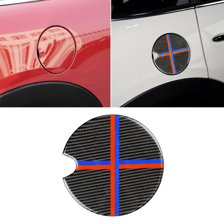Red Blue Color Car Fuel Tank Cover Carbon Fiber Decorative Sticker for BMW Mini Cooper R50 / R52 / R55 / R56 / R57 / R58 / R59 / R60 / R61 / F55 / F56, For BMW Mini R50 (Red Blue Color)