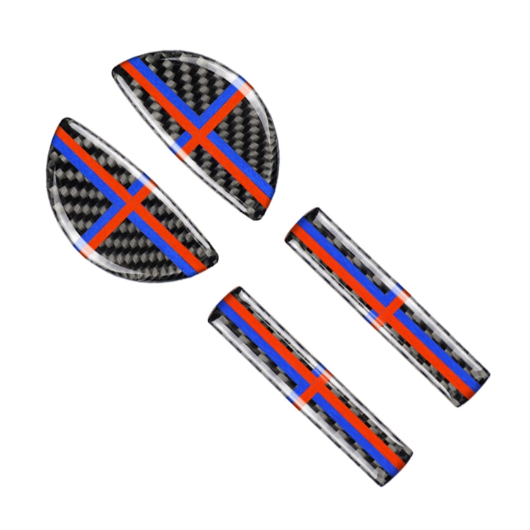 4 PCS Red Blue Color Car F Chassis Door Handle Carbon Fiber Decorative Sticker for BMW Mini Cooper Clubman Countryman F55 / F54 / F60, For BMW Mini F60 (Red Blue Color)