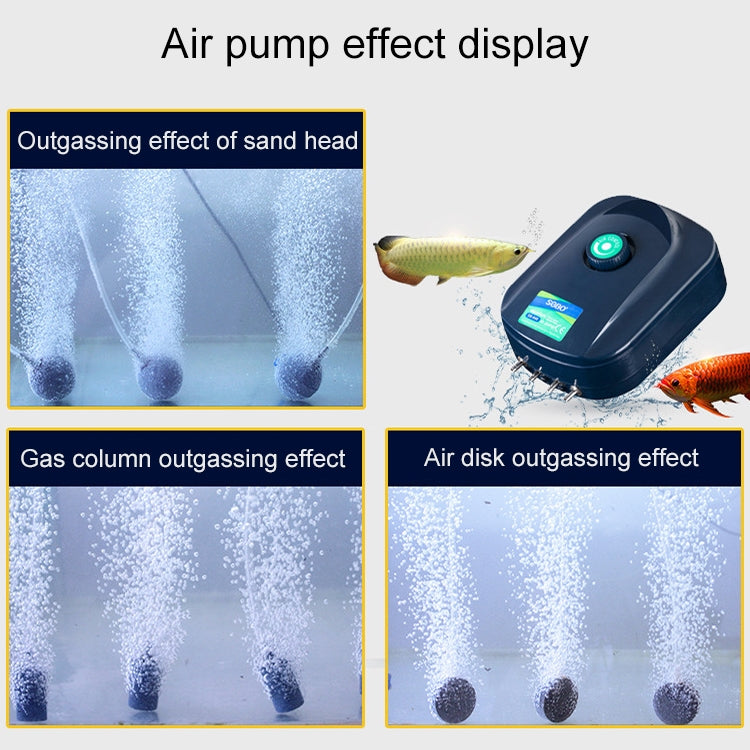 SOBO SB-988 12W 4 Outlets Adjustable Flow Silent Aquarium Air Pump Fish Tank Oxygen Air Pump, SOBO SB-988