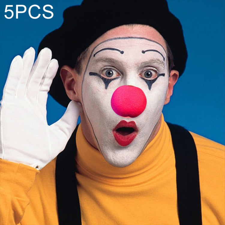 5 PCS Halloween Costume Party Props Sponge Red Clown Noses, Noses