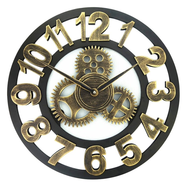 Retro Wooden Round Single-sided Gear Clock Number Wall Clock, Diameter: 80cm, Number 80cm
