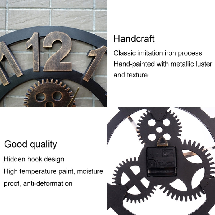 Retro Wooden Round Single-sided Gear Clock Number Wall Clock, Diameter: 80cm, Number 80cm