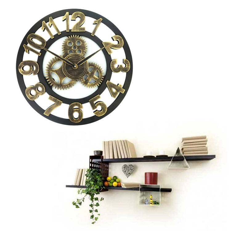 Retro Wooden Round Single-sided Gear Clock Number Wall Clock, Diameter: 80cm, Number 80cm