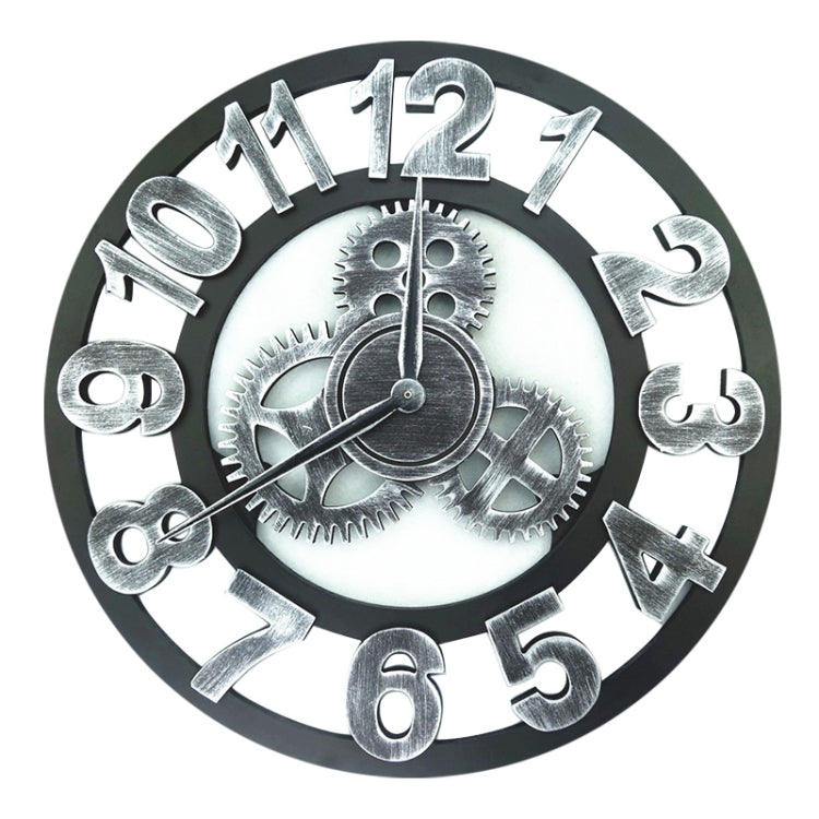 Retro Wooden Round Single-sided Gear Clock Number Wall Clock, Diameter: 80cm, Number 80cm