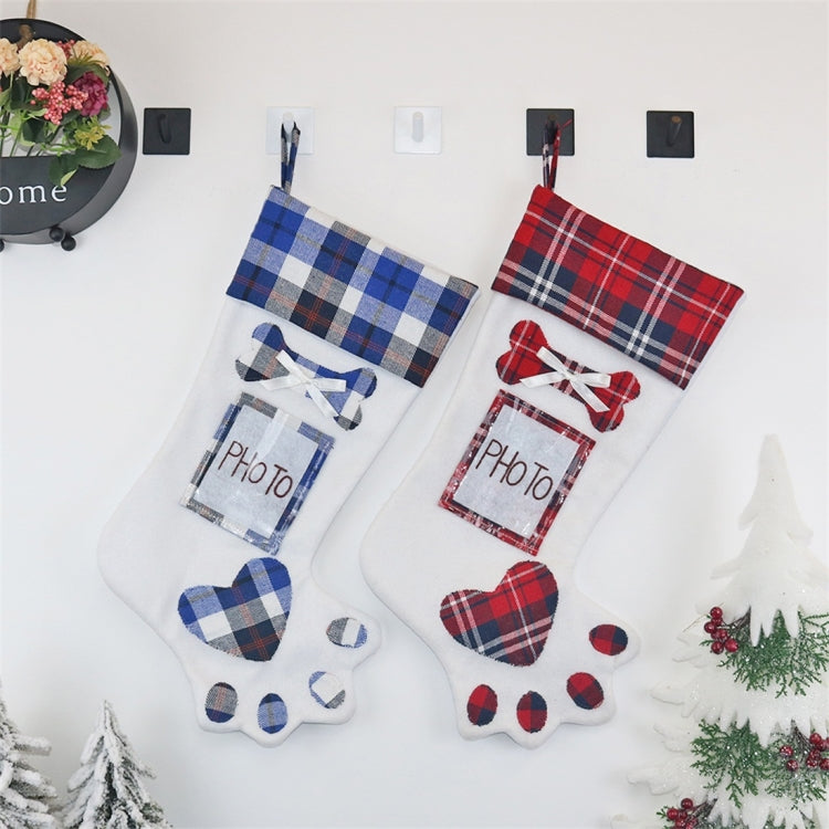 CX20203 Creative Dog Paw Christmas Sock Gift Bag Christmas Tree Pendant Decoration
