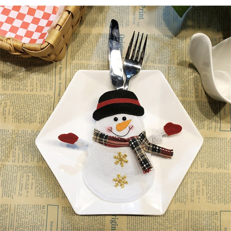 Snowman Pattern Tableware Knife Fork Pocket Cover Bag Christmas Decoration, without Legs