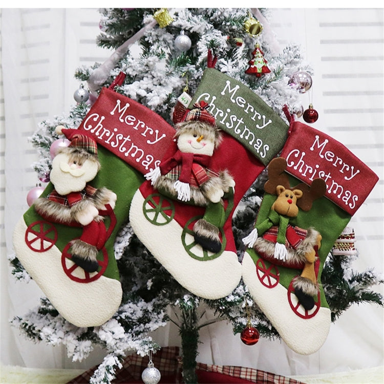 CX192019 Elk Pattern Christmas Sock Gift Bag Christmas Tree Pendant Decoration, HC3133A, HC3133B, HC3133C