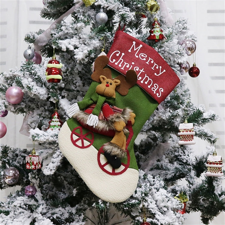 CX192019 Elk Pattern Christmas Sock Gift Bag Christmas Tree Pendant Decoration, HC3133A, HC3133B, HC3133C