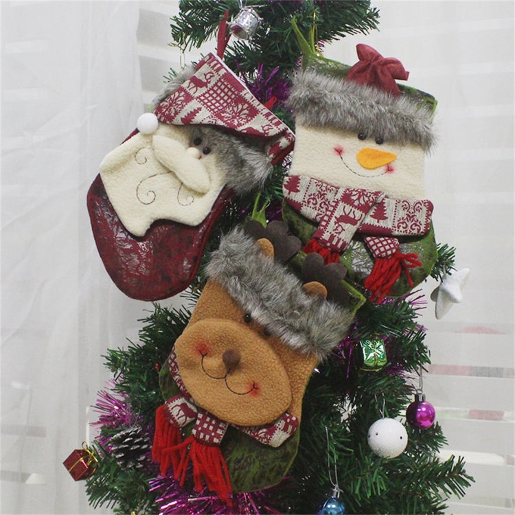 Elk Pattern Christmas Sock Gift Bag Christmas Tree Pendant Decoration, HC3139A, HC3139B, HC3139C