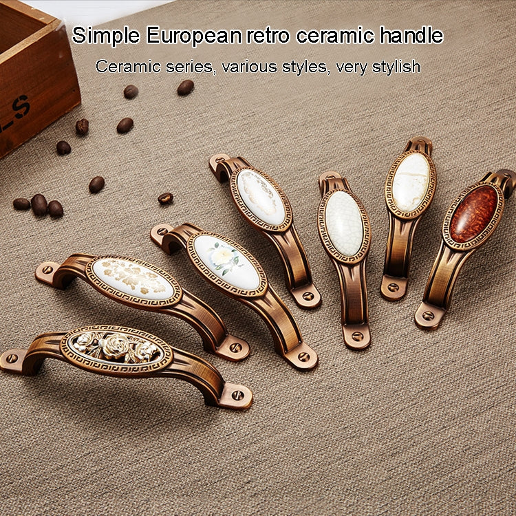 5008-96 Cabinet Zinc Alloy Retro Handle Coffee Cat Eye Handle (Coffee Fake Gold Flower), 5008-96 Fake Gold Flower