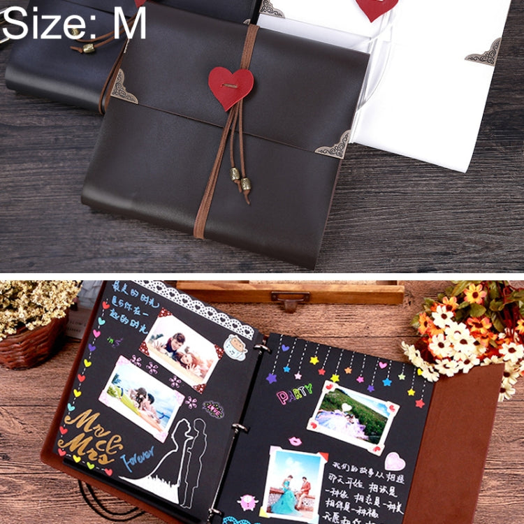 DIY Creativity Loose-leaf Imitation Leather Retro Love Heart Lock Pattern Commemorative Photo Album, Size: M, Size: M