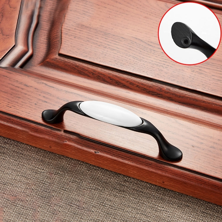 5006_96 Black and White Ceramic Closet Cabinet Handle Pitch: 96mm, 5006_96