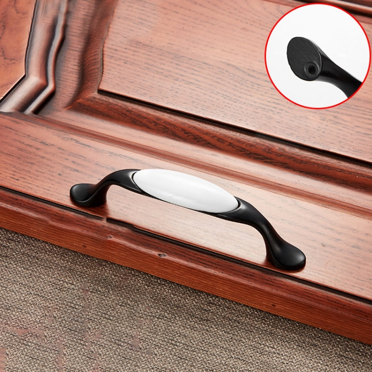 5006_96 Black and White Ceramic Closet Cabinet Handle Pitch: 96mm, 5006_96
