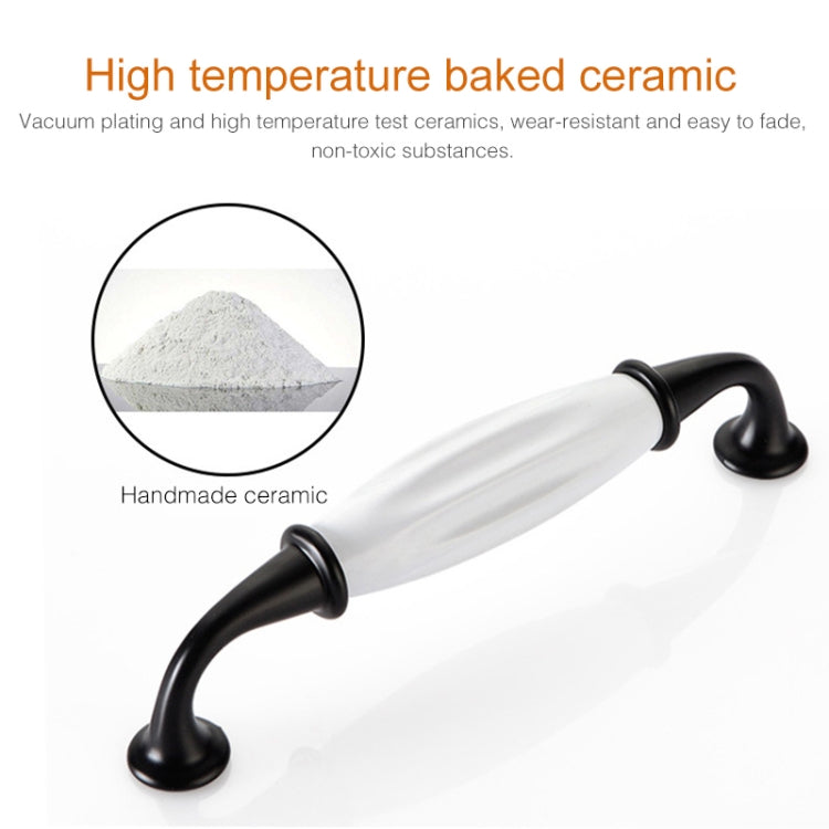 5006_96 Black and White Ceramic Closet Cabinet Handle Pitch: 96mm, 5006_96