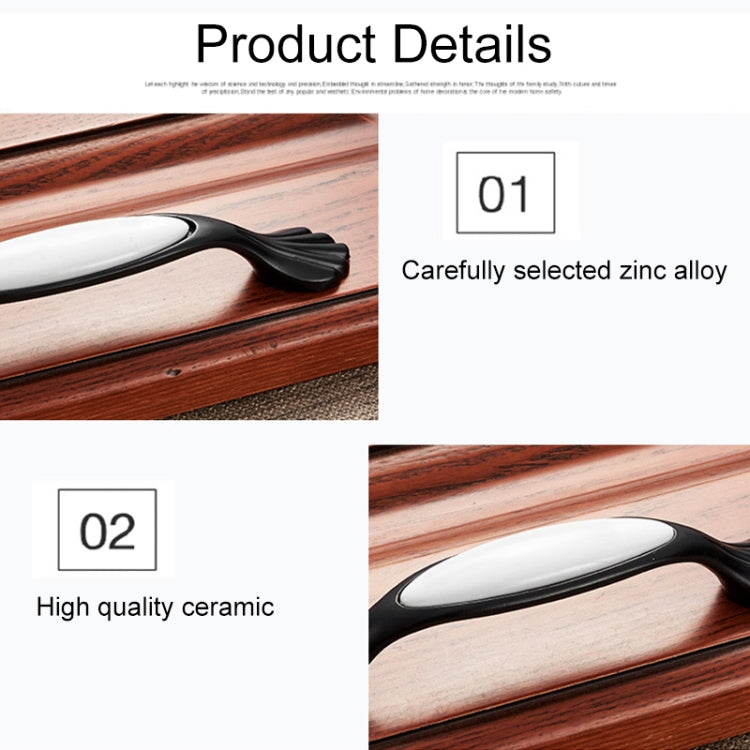 5006_96 Black and White Ceramic Closet Cabinet Handle Pitch: 96mm, 5006_96