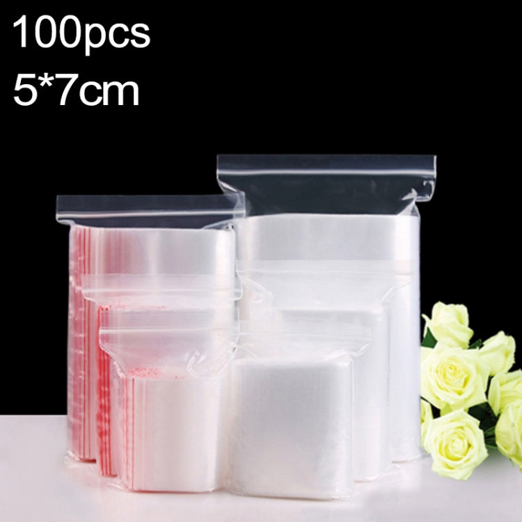 100pcs/pack PE Self Sealing Clear Zip Lock Packaging Bag, 5cm x 7cm, Custom Printing and Size are welcome, 5*7cm