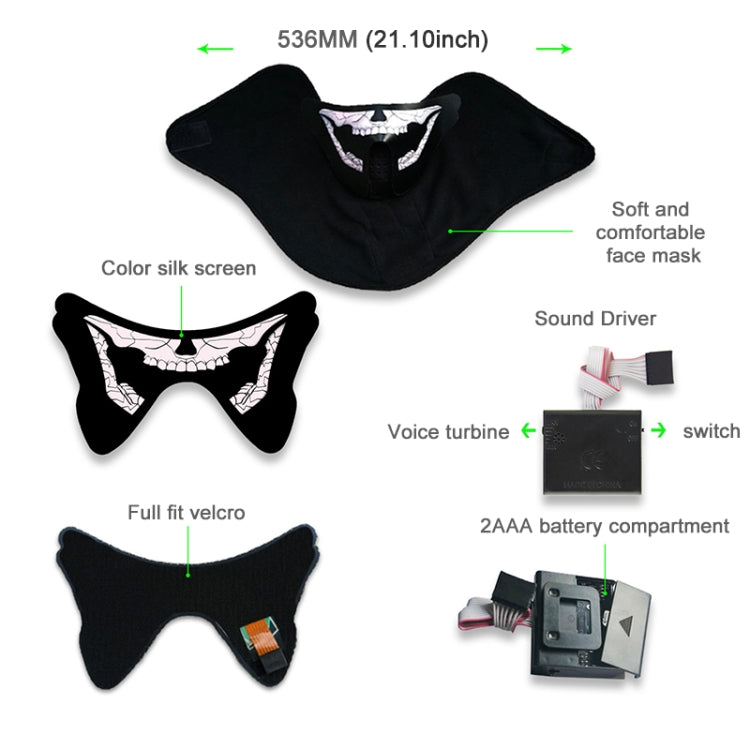 FG-MA-027 Halloween Mask Voice Control LED Cold Light Terror Cosplay Mask, FG-MA-027
