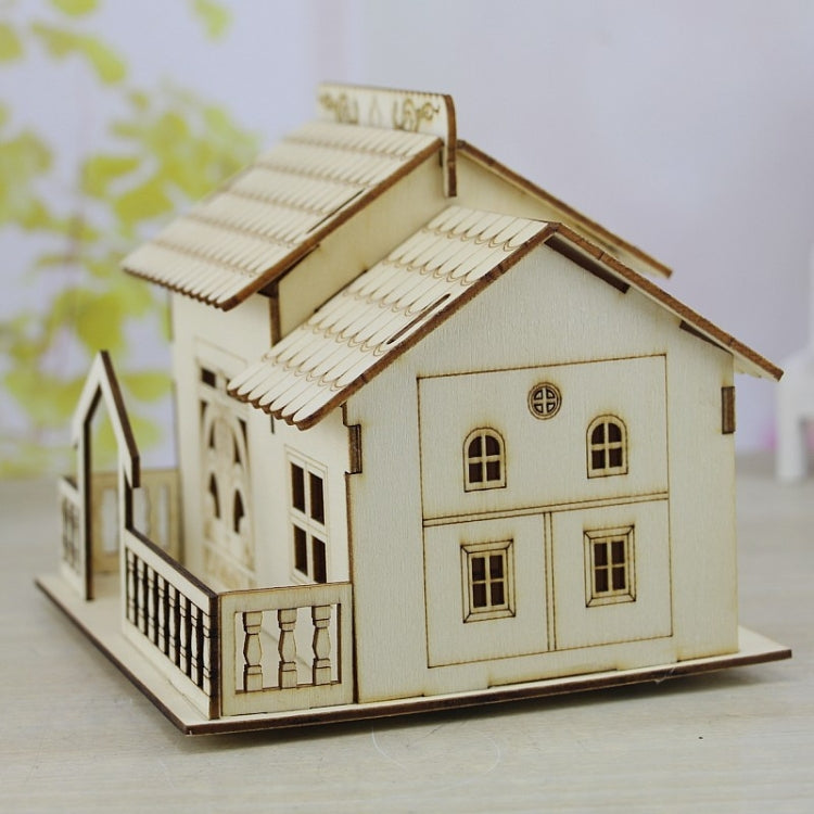 Creative Wooden Night Light Villa Money Coin Storage Box, Random Pattern Delivery, Wooden Bank