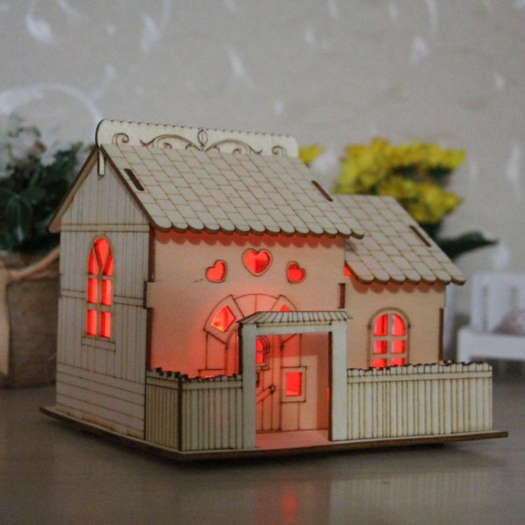 Creative Wooden Night Light Villa Money Coin Storage Box, Random Pattern Delivery, Wooden Bank