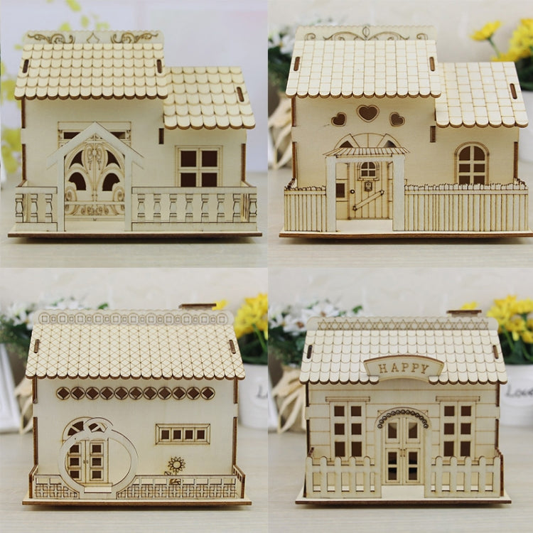 Creative Wooden Night Light Villa Money Coin Storage Box, Random Pattern Delivery, Wooden Bank
