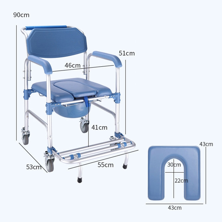 Elderly Toilet Seat Aluminum Alloy Wheelchair Pregnant Women Shower Chair with Wheels