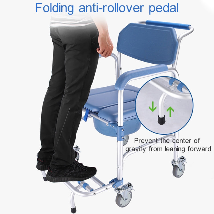 Elderly Toilet Seat Aluminum Alloy Wheelchair Pregnant Women Shower Chair with Wheels
