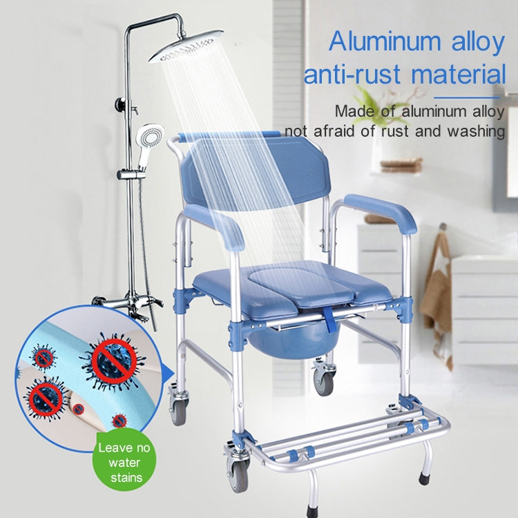 Elderly Toilet Seat Aluminum Alloy Wheelchair Pregnant Women Shower Chair with Wheels