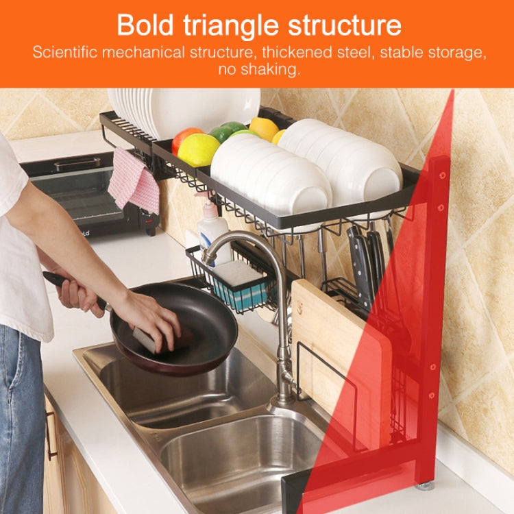 92cm Stainless Steel Kitchen Bowl Fruit Basket Dish Drain Rack Storage Holder, Standrad Version, 92cm Standrad Version (Black)