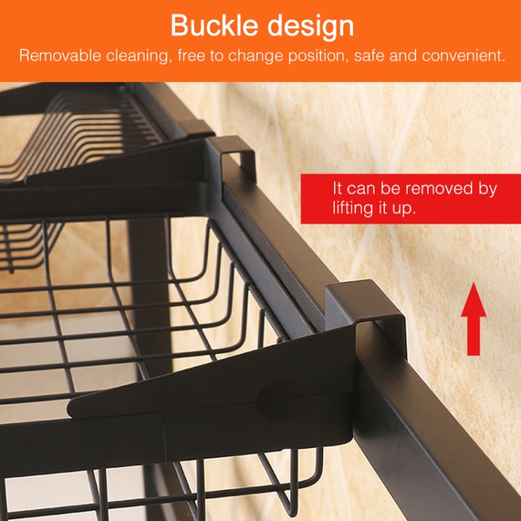 92cm Stainless Steel Kitchen Bowl Fruit Basket Dish Drain Rack Storage Holder, Standrad Version, 92cm Standrad Version (Black)
