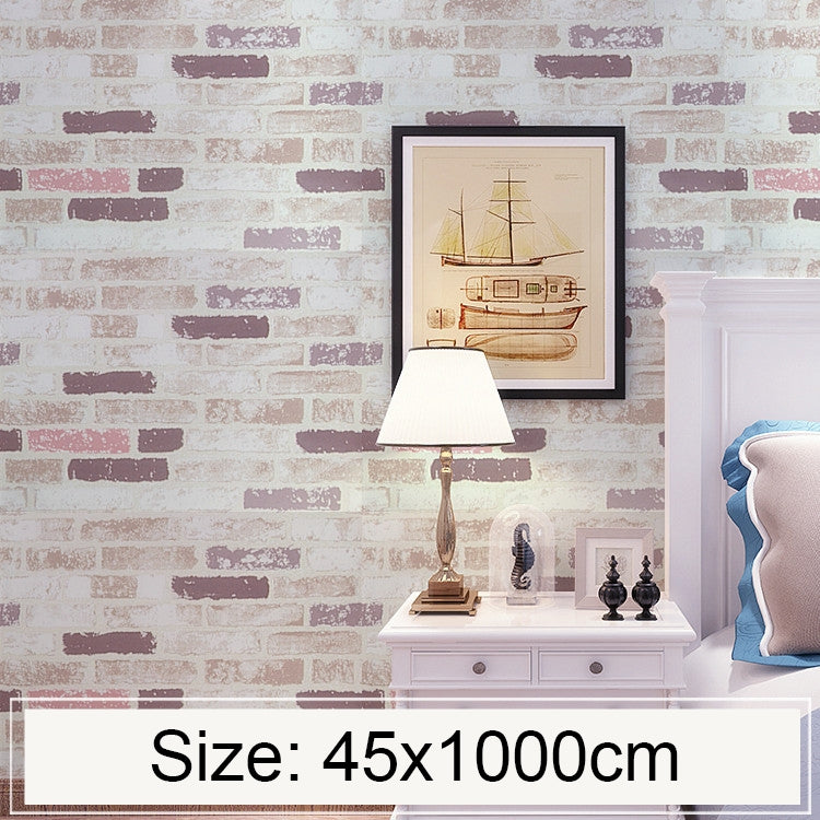 Color Brick Creative 3D Stone Brick Decoration Wallpaper Stickers Bedroom Living Room Wall Waterproof Wallpaper Roll, Size: 45 x 1000cm, Color brick