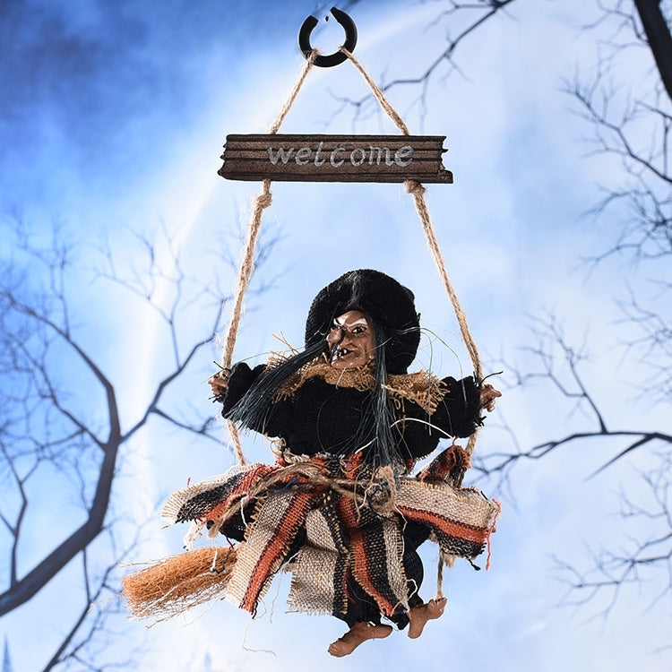 Halloween Retro Witch Ornaments Broom Ghost Hang Up Props Halloween House Decoration Festive Party Supplies Halloween Pendant