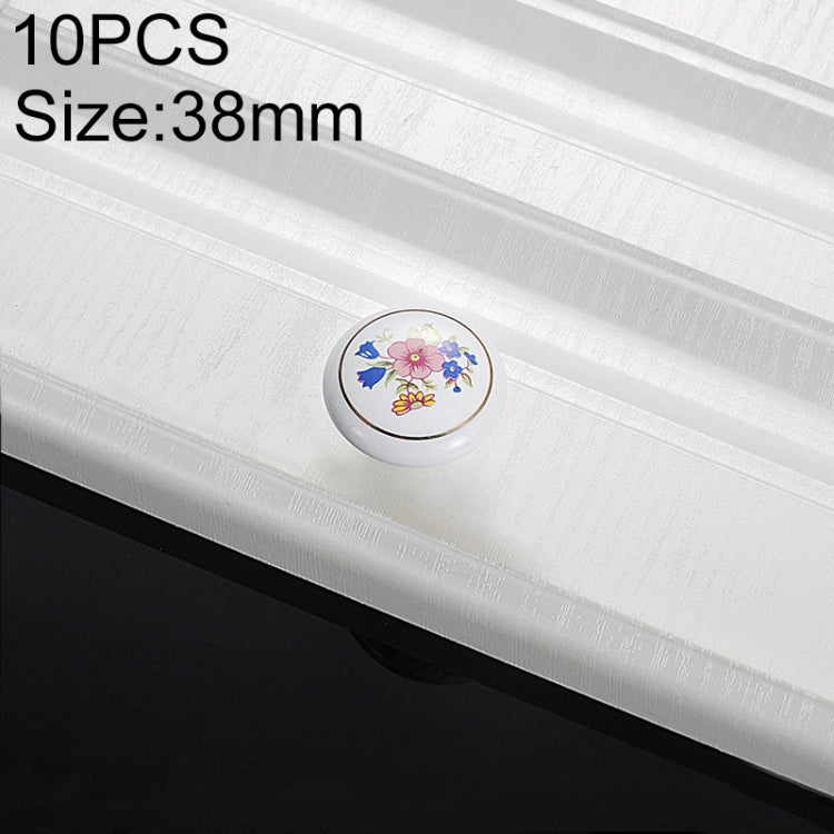 10 PCS 5085 Large Gold Ring Bellflower Pattern Single Hole Ceramic Cabinet Handle, 5085 Bellflower