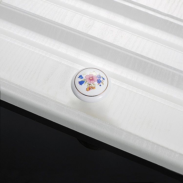 10 PCS 5085 Large Gold Ring Bellflower Pattern Single Hole Ceramic Cabinet Handle, 5085 Bellflower