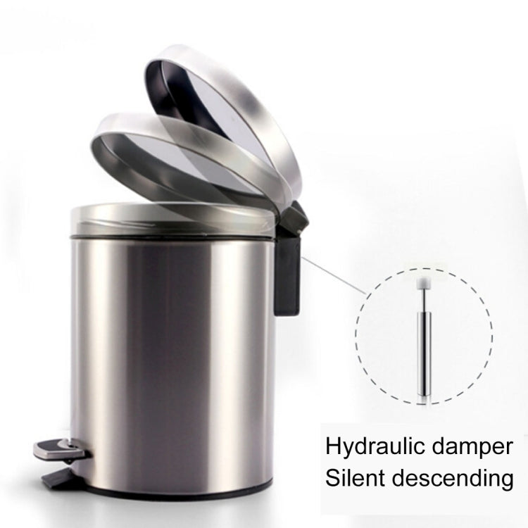 Fashion Round Stainless Steel Household Hotel Office Covered Pedal Trash Bin, Size: 5L, Size: 5L