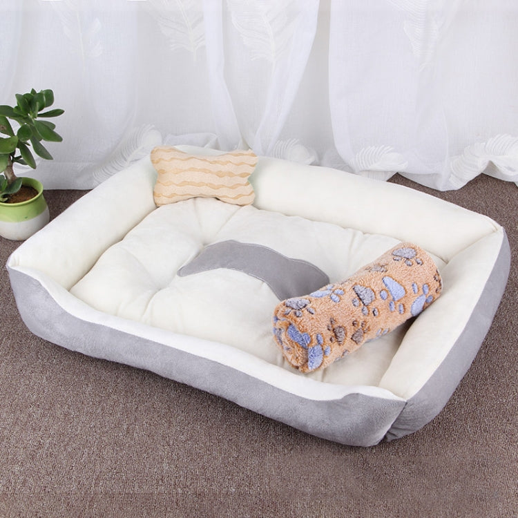 Dog Bone Pattern Big Soft Warm Kennel Pet Dog Cat Mat Blanket, with Blanket Size: M, 70×50×15cm, Size: M