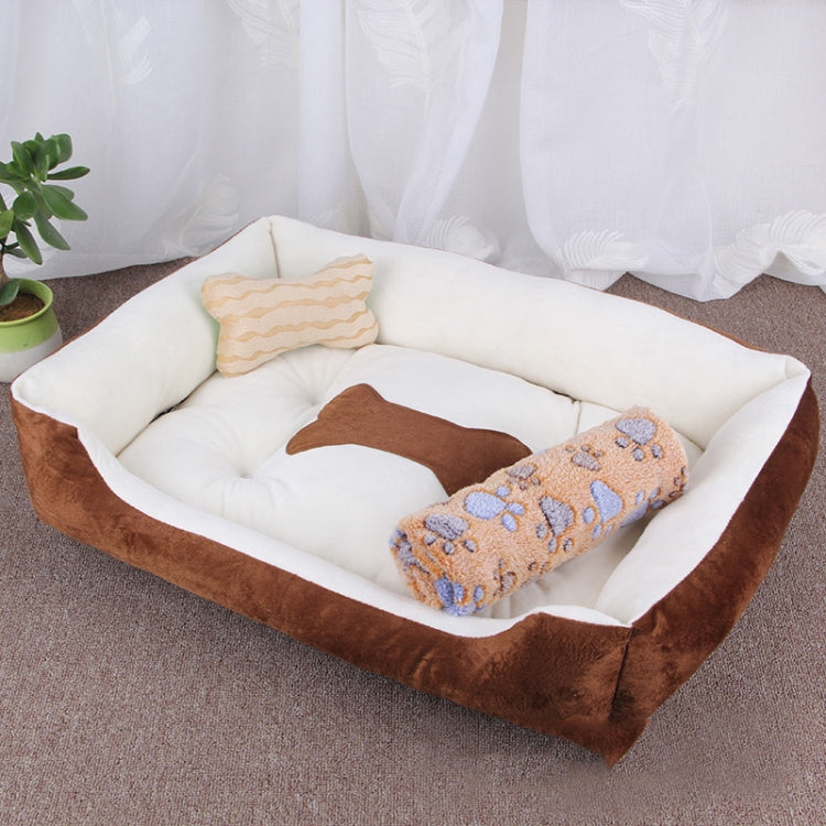 Dog Bone Pattern Big Soft Warm Kennel Pet Dog Cat Mat Blanket,  with Blanket Size: XL, 90×70×15cm, Size: XL