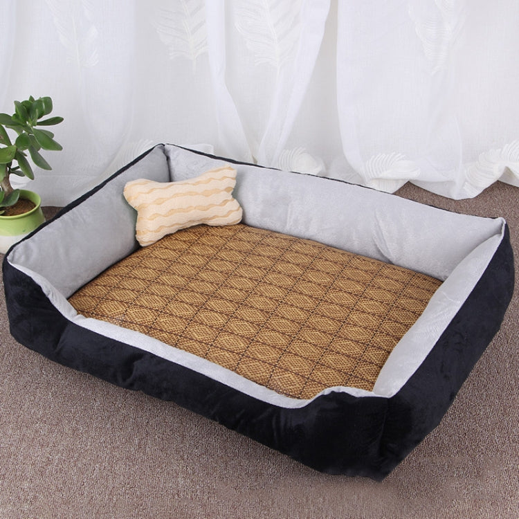 Dog Bone Pattern Big Soft Warm Kennel Pet Dog Cat Mat Blanket, with Rattan Mat Size: M, 70×50×15cm, Size: M