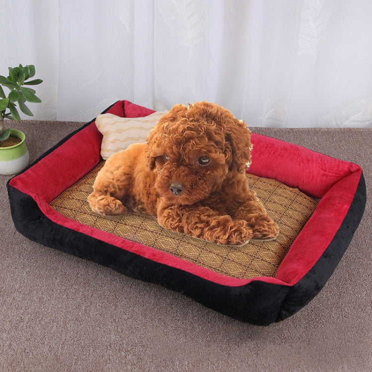 Dog Bone Pattern Big Soft Warm Kennel Pet Dog Cat Mat Blanket, with Rattan Mat Size: M, 70×50×15cm, Size: M