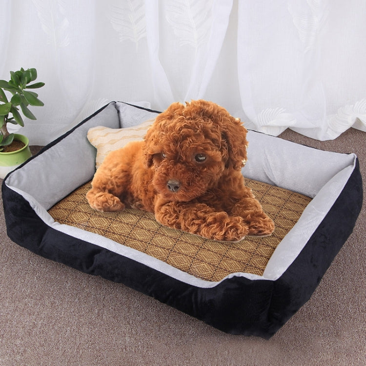 Dog Bone Pattern Big Soft Warm Kennel Pet Dog Cat Mat Blanket, with Rattan Mat Size: S, 60×45×15cm, Size: S