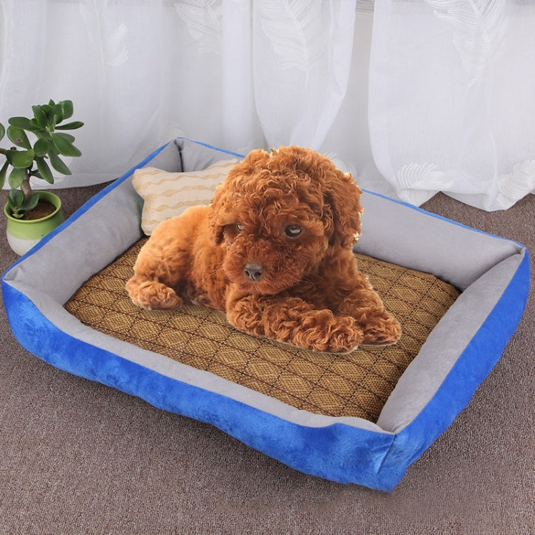 Dog Bone Pattern Big Soft Warm Kennel Pet Dog Cat Mat Blanket, with Rattan Mat Size: S, 60×45×15cm, Size: S