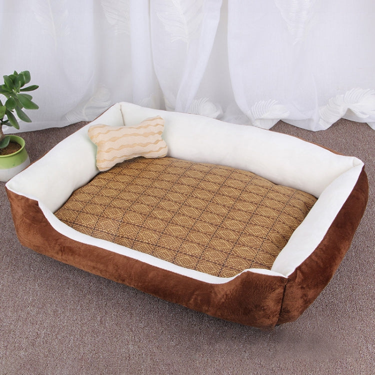 Dog Bone Pattern Big Soft Warm Kennel Pet Dog Cat Mat Blanket,  with Rattan Mat Size: XL, 90×70×15cm, Size: XL