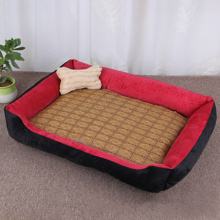 Dog Bone Pattern Big Soft Warm Kennel Pet Dog Cat Mat Blanket, with Rattan Mat Size: XS, 50×40×15cm, Size: XS