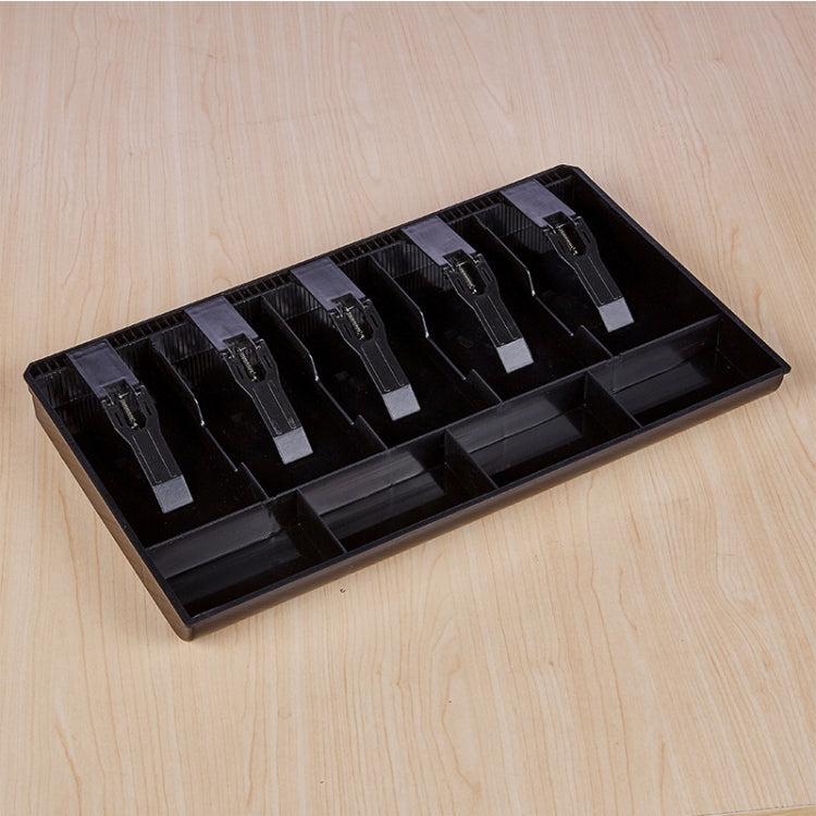 Durable Five-frame ABS Cash Coin Register Insert Cashier Drawer Storage Cash Register Tray Box Classify Organizer, Five-frame (Black)