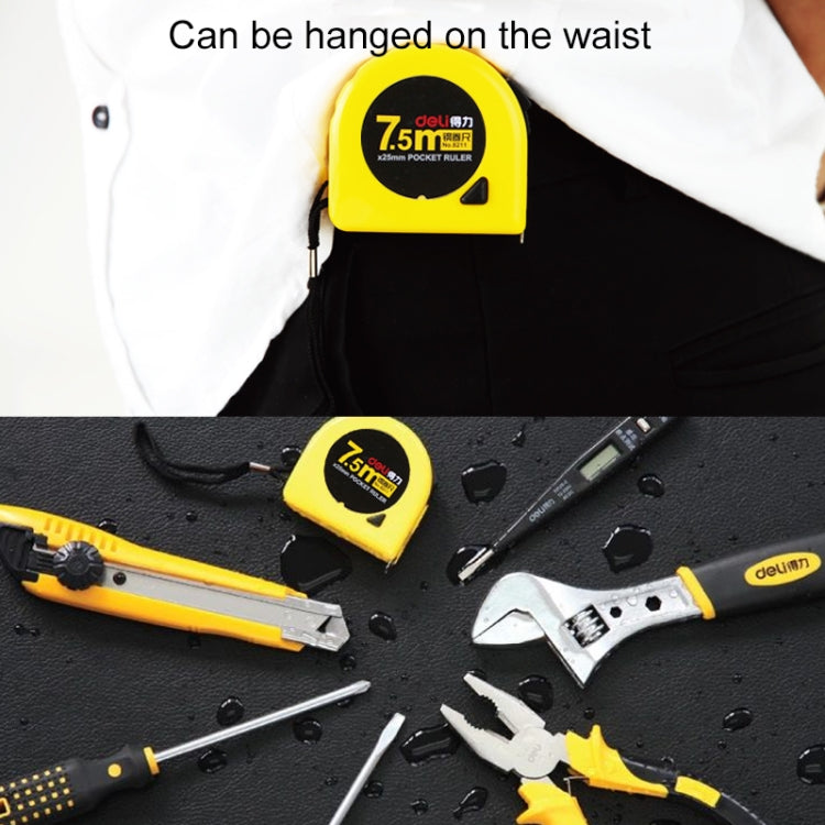 deli Retractable Ruler Measuring Tape Portable Pull Ruler Mini Tape Measure, Length: 7.5m, 7.5m