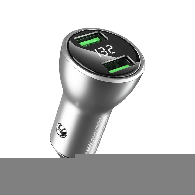 REMAX RCC106 Vitor Series 3.4A Dual USB Interface Car Charger with Digital Display, with Digital Display Silver