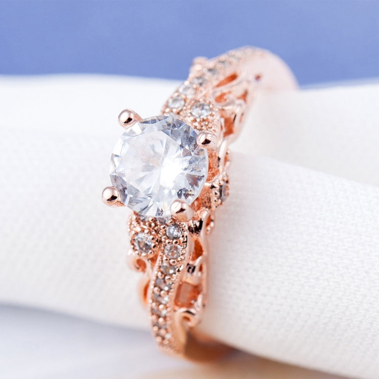 1 Pair Women Fashion Micro-inlaid Zircon Engagement Ring Princess Queen Aristocratic Temperament Couple Ring(Rose Gold US size: 9), US size: 9