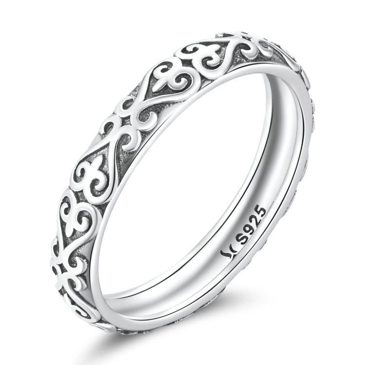 SCR776-10 Sterling Silver S925 Vintage Embossed Pattern Ring, SCR776-10