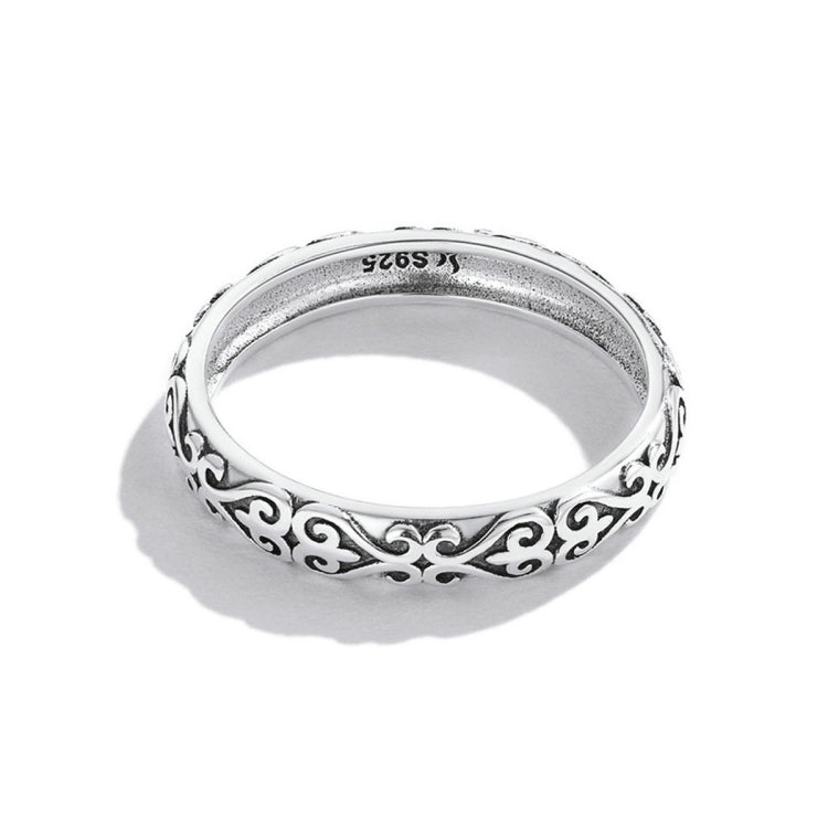 SCR776-10 Sterling Silver S925 Vintage Embossed Pattern Ring, SCR776-10